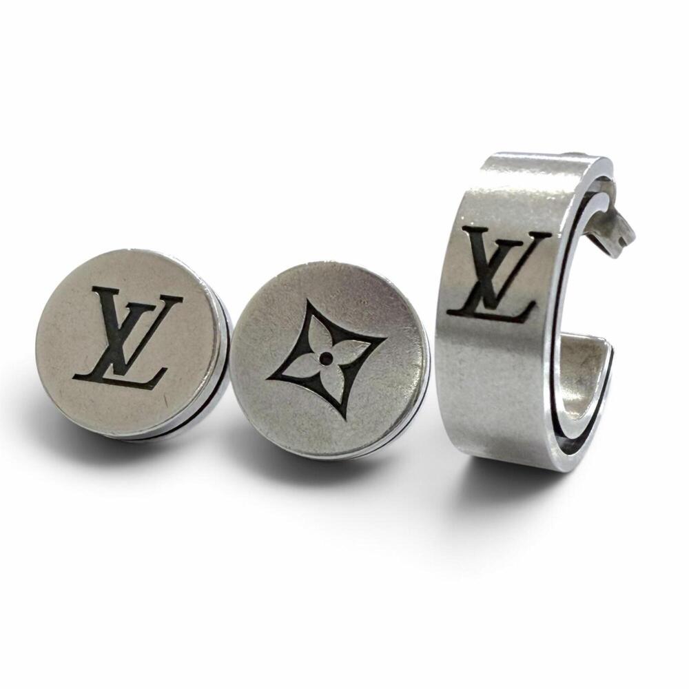 LOUIS VUITTON M02028 LV Tailor AG925 3-piece Earring Set, Silver, Made in Ita...